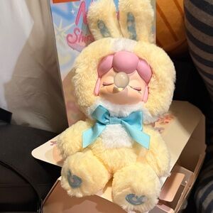 Cute Plush Bunny Toy with Pink and Blue Accents